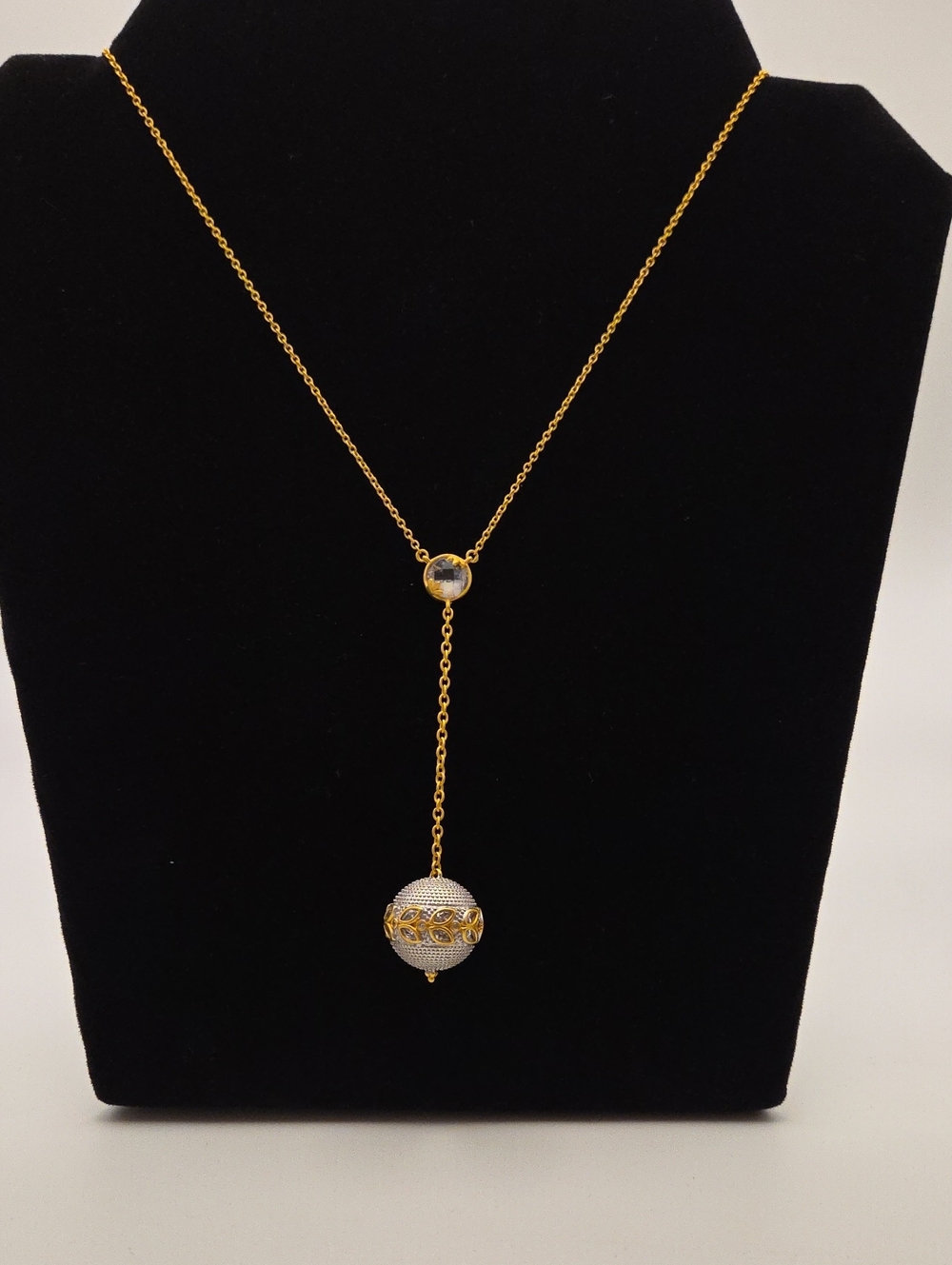 Frieda Rothman Silver Ball Pendant. Two-toned Necklace